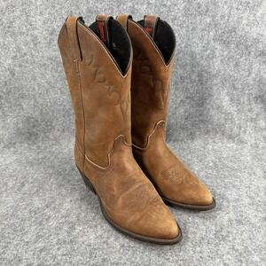 Laredo Womens Cowboy Boots 8.5M Brown Leather Western Rodeo USA Made *READ*